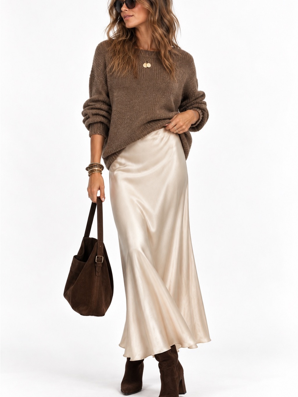 NWT Zara Champagne Satin Bias Cut Maxi Slip Skirt 90s Minimalist